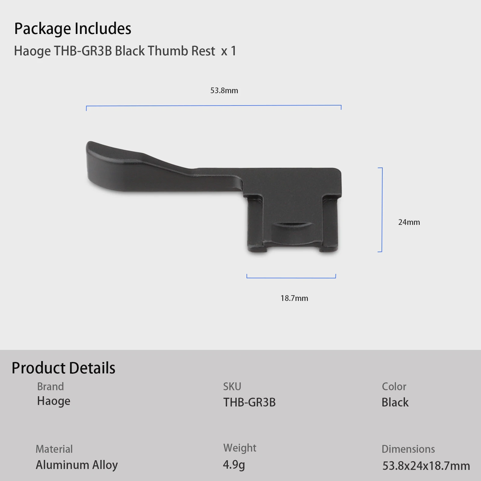 Haogeメタルホットシューサムアップレストハンドグリップ（リコーGRIV