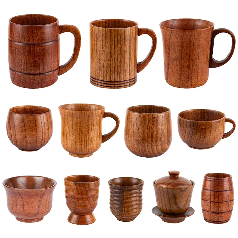 Wooden Big Belly Cups Handmade Jujube Wood Handle Cups Beer Tea Coffee