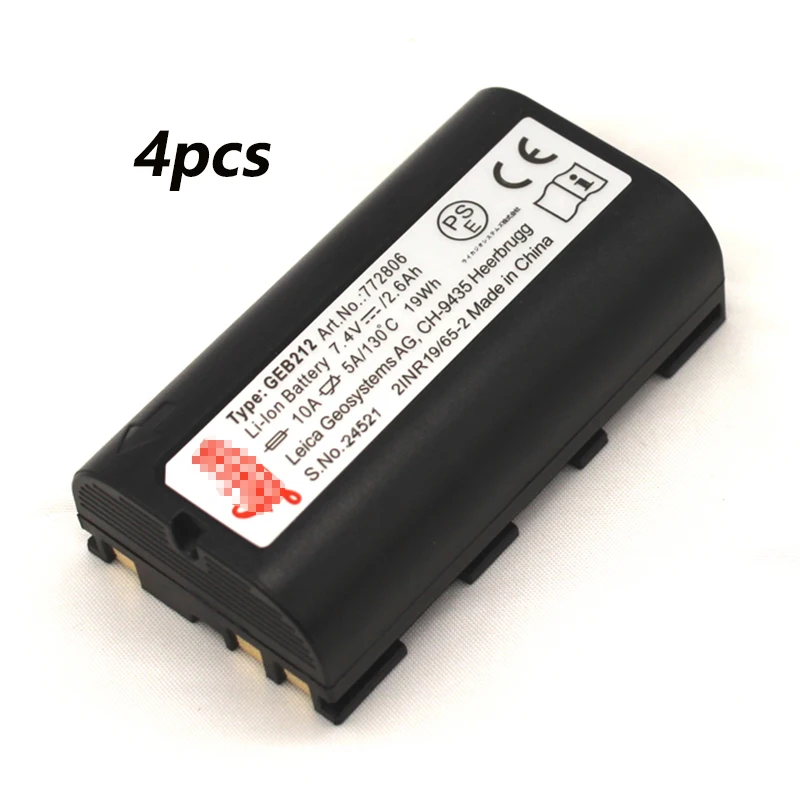 

4pcs GEB212 Li-ion Battery for Lei ca TPS1200 ATX1200 Series Total Station Viva Series Controllers GS15