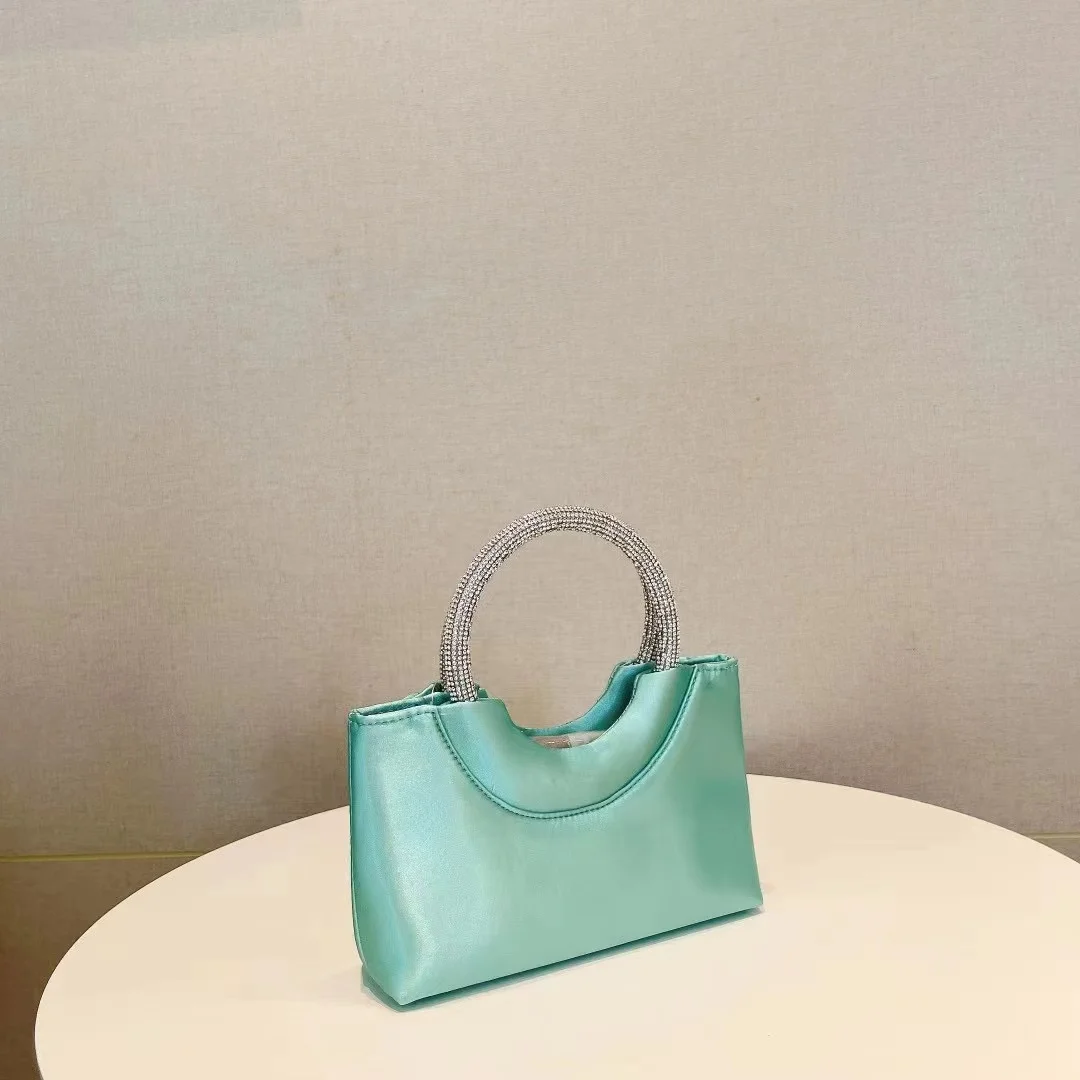 Luxury Satin Women's Handbag Glitter Shiny Rhinestones Diamonds Evening Bag Wedding Party Clutch Purse  Shoulder Crossbody Bag