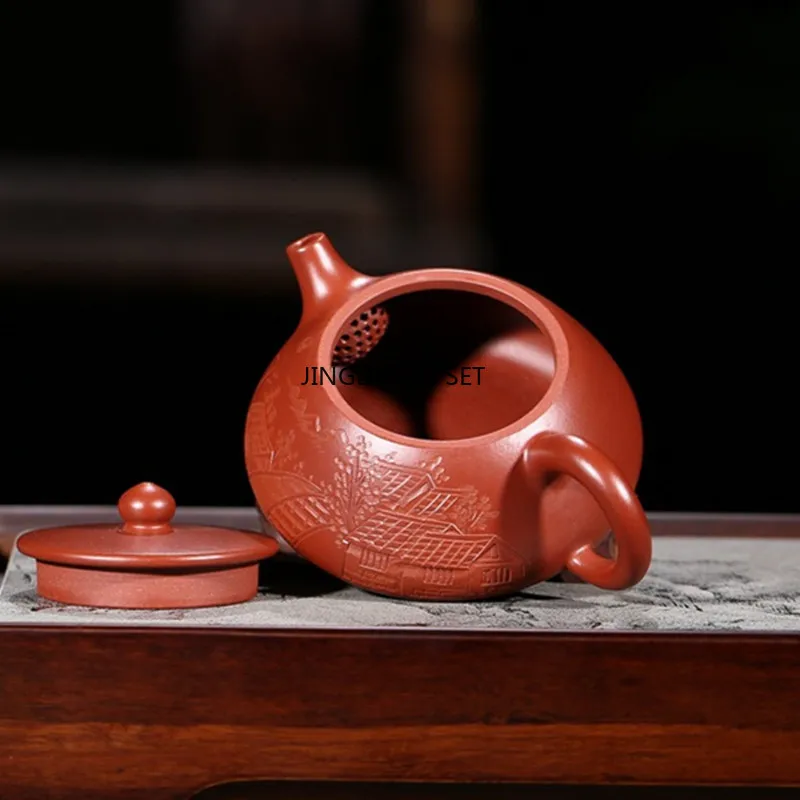 120ml Chinese Yixing Purple Clay Teapots Raw Ore Dahongpao Stone Scoop Tea Pot Home Zisha Filter Kettle Customized Tea Set Gifts
