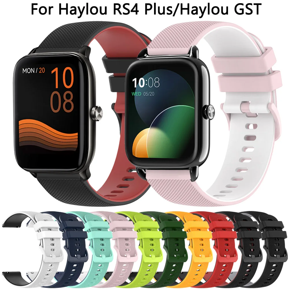 

22 20mm Watch Band For Haylou RS4 Plus LS12 LS02 Smartwatch Silicone Bracelet Haylou GST RS3 LS04 RT LS05S RT2 LS1 Bands Strap