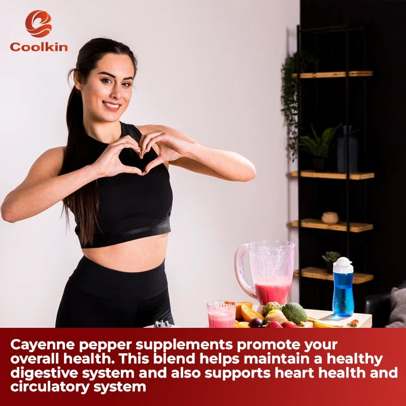 Cayenne Pepper Capsules Promotes Bones Joint and Heart Health Pain Relief Anti aging Improves Digestion Blood Circulation