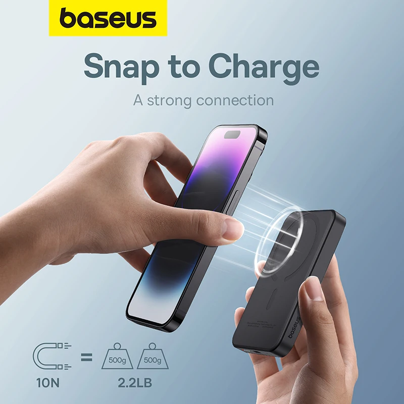 Baseus 5000mAh 20W Magnetic Power Bank Wireless Powerbank For iPhone 14 15 Pro Fast Charge Mini Portable External Spare Battery