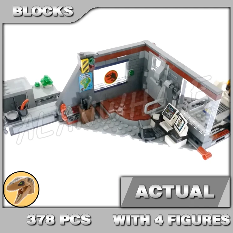 

378pcs Jurassic World Velociraptor Chase Control Room with Lab Kitchen Park 10924 Building Blocks Toys Compatible With Model