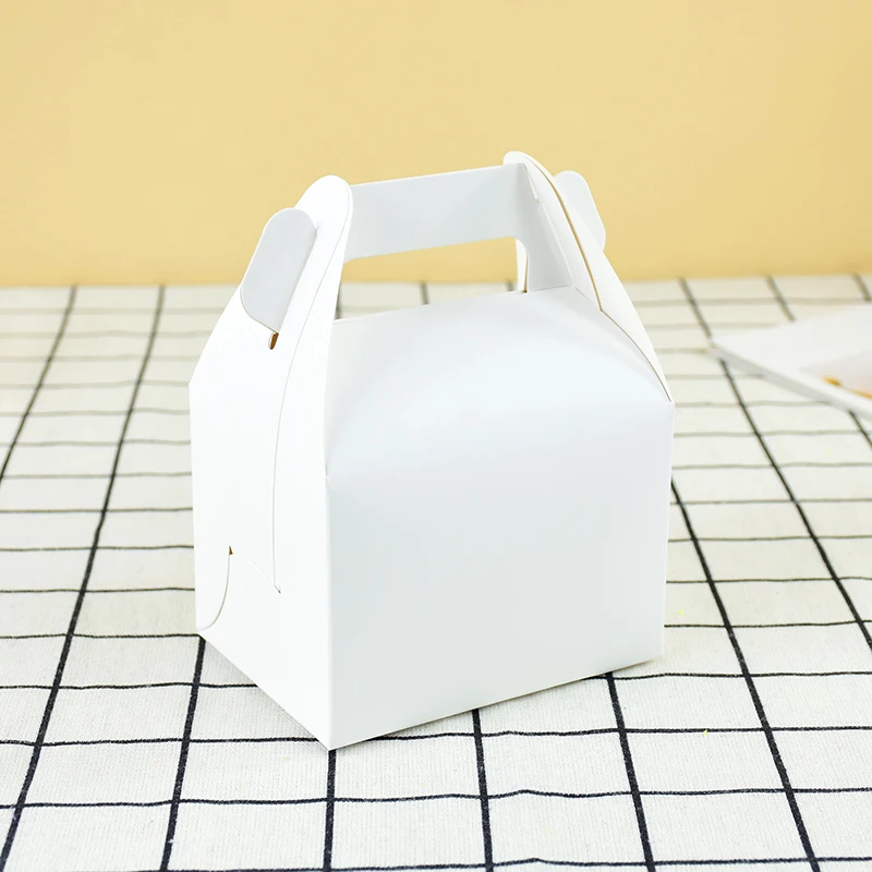 5/10Pcs Brown and White Kraft Paper Cake Boxes with Handle, Portable Gift Boxes for Cak... - SKU KPCB1018 - UGI Packaging