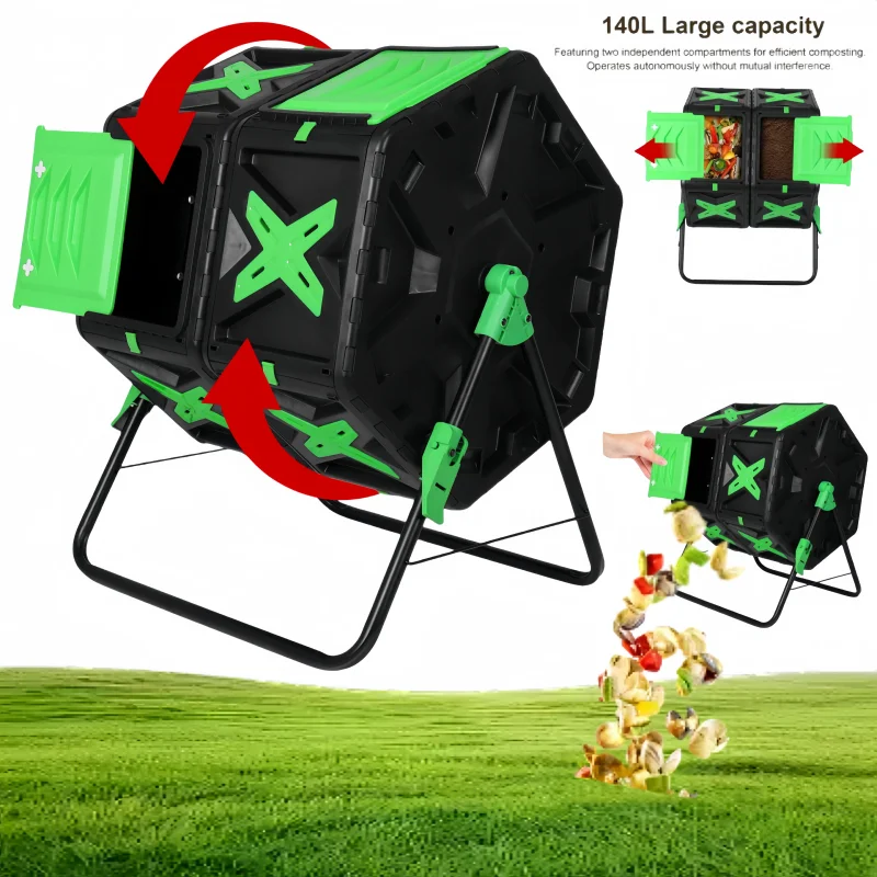 Outdoor Compost Box PP Iron Gardening Garbage Composter