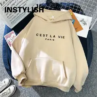 Women Casual Print Loose Hoodies Spring Long Sleeve Hooded Sweatshirt Harajuku Simple Tops Lazy Style Pullover 2023 Streetwear 1