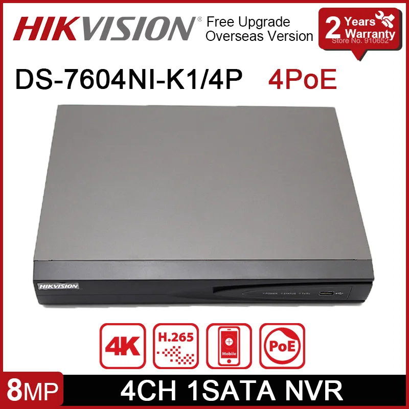 NVR Network Video Recorder Hikvision HIKVISION 4K 4CH 4POE DS-7604NI-K1/4P H.265 