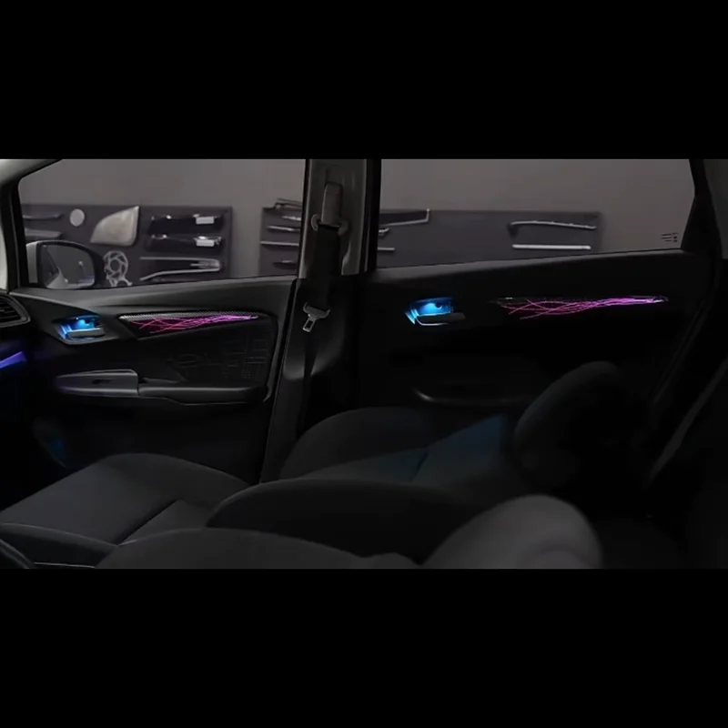 LED Car Lnner Ambient light For Honda Fit Jezz GK5 2014- Ribbo Grid Dynamic Magic Color Ambience Lamp Button +APP Contr