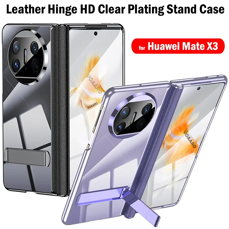 

HD Clear Plating Kickstand Funda for Huawei Mate X3 Case Cover for Huawei Mate X3 Leather Hinge Protection Case with Front Film