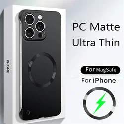 Ultra Thin Matte Frameless Phone Case with Magnetic Wireless Charging Compatibility - iPhone 15 Plus (Black)