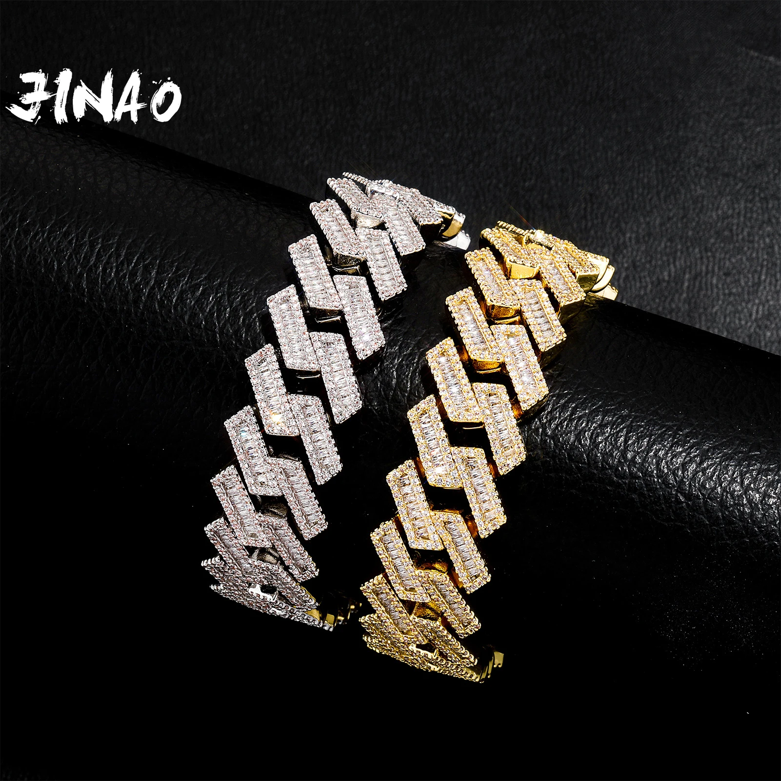 

JINAO 18mm Spring Clasp European and American style High Quality Miami Cuban Chain Iced Necklace Men and Women Jewelry For Gift