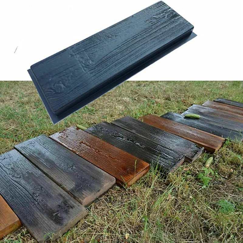 KEKA Concrete Molds, Wooden Boards Shape Concrete Mould, DIY Plastic Molded Paving Mold, Garden Stepping Stone Mold , 2 Pack