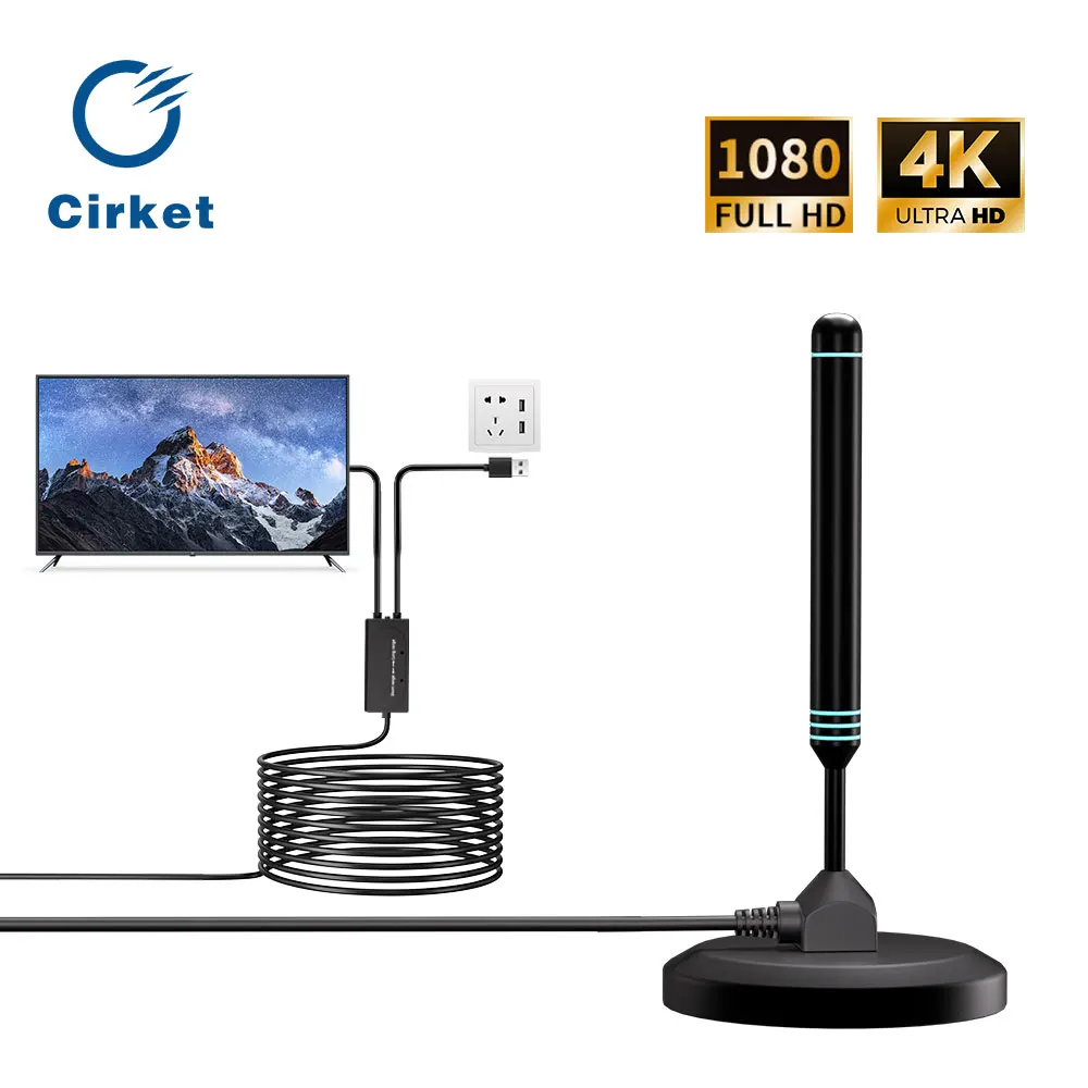 HD Digital TV Antenna Indoor Amplified High Gain 5/25 DBI With Amplifier Booster Quick Response Outdoor Aerial Set