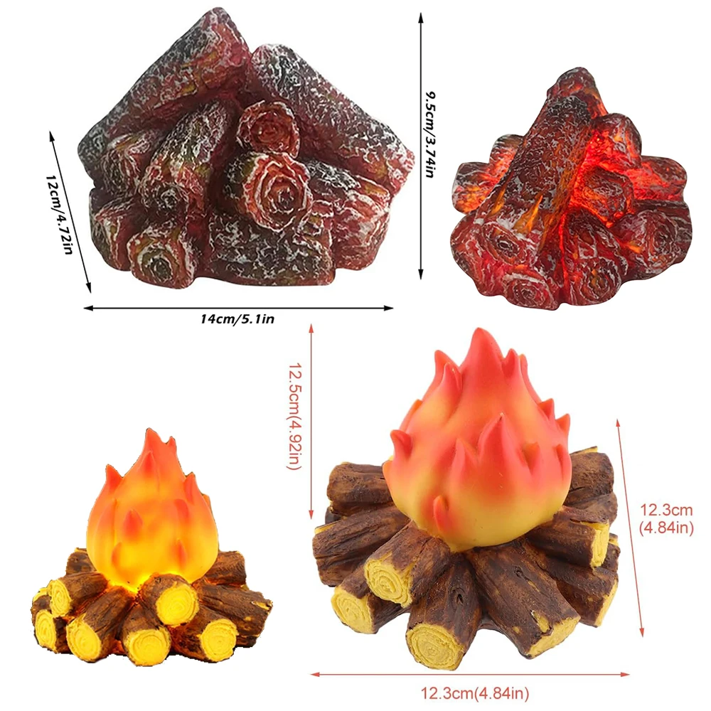 CAMPFIRE NIGHT LIGHT 3D LED Fake Fire Pit Firewood Lamp Small Electric Fireplace £16.21