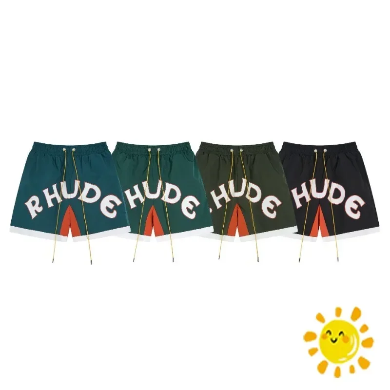 

High Quality Multi Rhude Cargo Patchwork Shorts for Men Women Pocket Drawstring Breeches with Tags