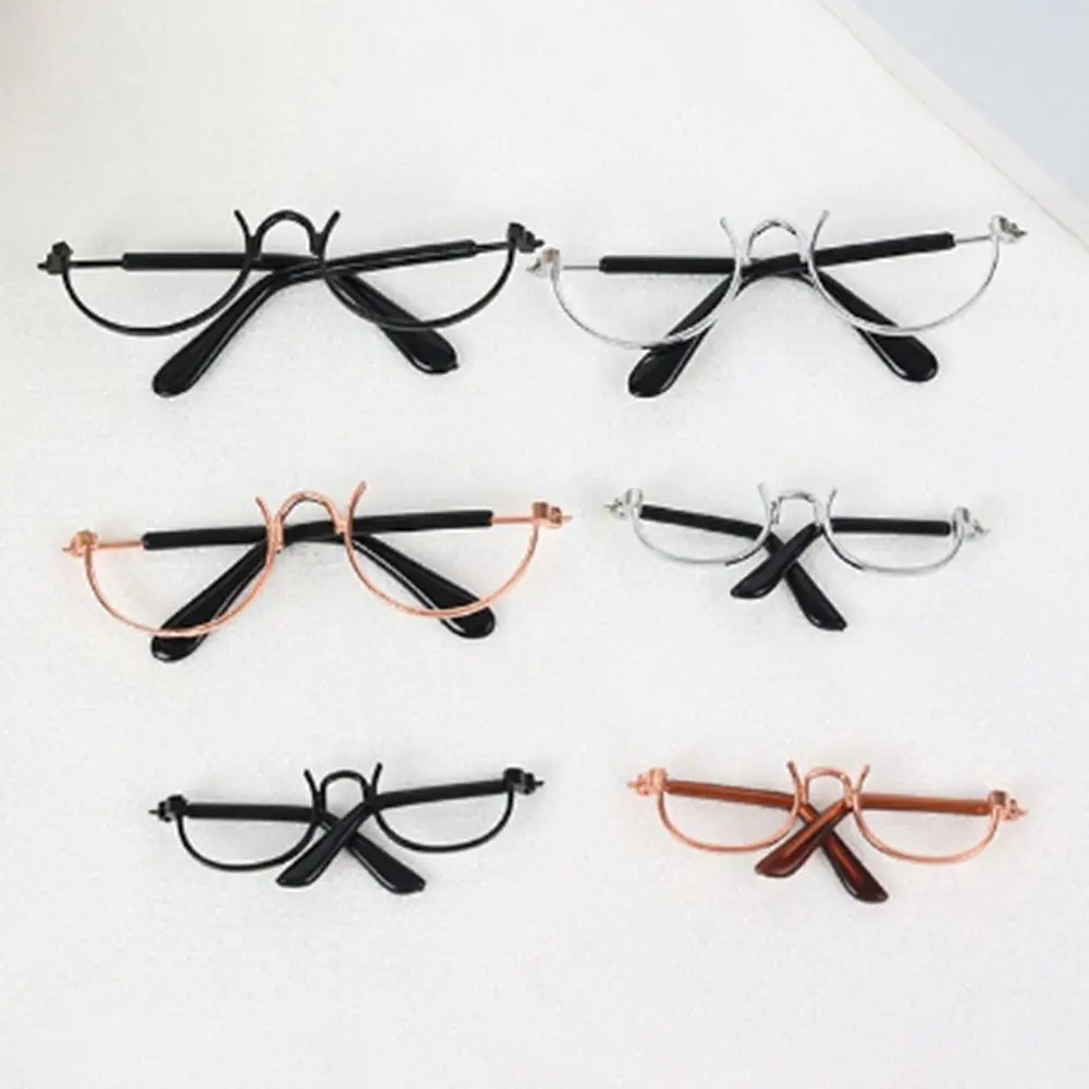 1pc Miniature Cool Eyewear For Plush Stuffed Doll Accessories Lensless Retro Metal Round Half Frame Glasses 6cm 8cm