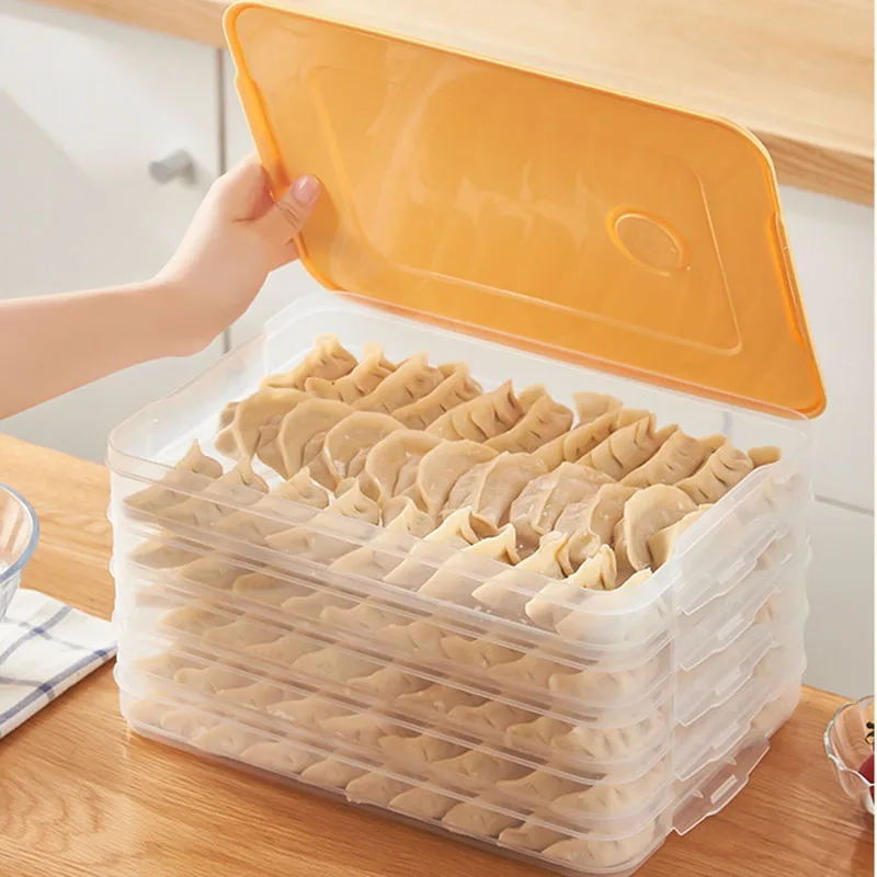 Kitchen Organizer Dumpling Box With Lid Refrigerator Keep Fresh Jiaozi Storage Box Transparent Dumpling Food Storage Container 2
