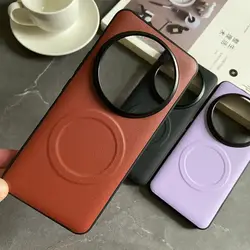 Soft PU Leather Magnetic Wireless Charging Protective Back Cover Case for Mi 15 Pro (Brown)