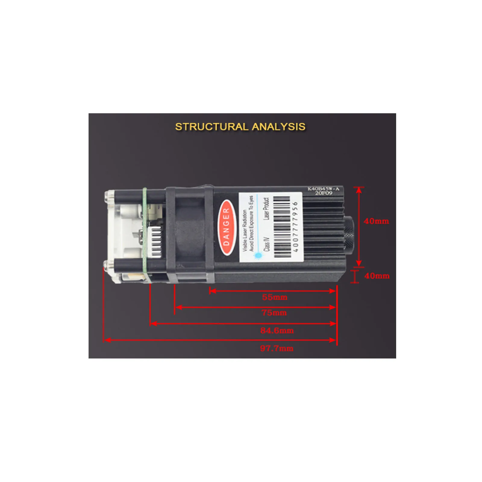 조각 레이저 모듈, 초점 조절 가능, 블루 커팅 레이저 헤드, 12V, 450nm, 5W