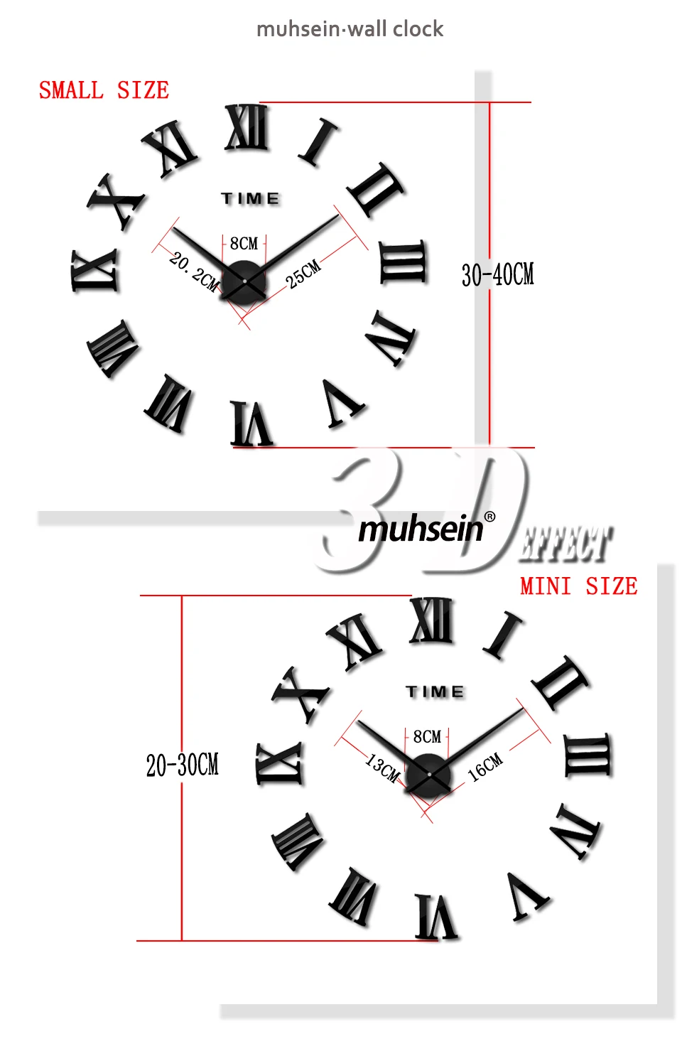 vintage wall clock Muhsein Small Size Roman Numerals Wall Clock 3D Effect 27Inch Acrylic Wall Stickers Clock Mute Movement For Home Decor Watch industrial wall clock