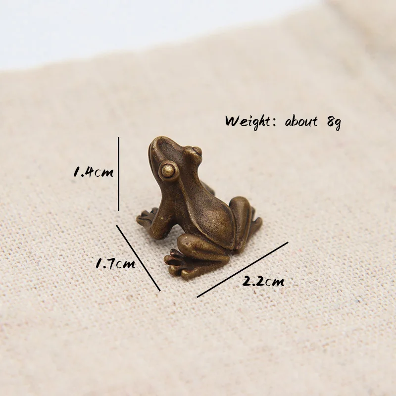 Retro copper frog figurines miniature desktop ornament decorations accessories metal brass animal toad tea pet decors ornament crafts miniature ornament miniature figurines