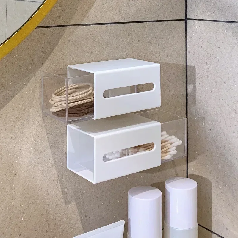 Wall Mounted Storage Box Bathroom Cosmetic Cotton Swabs Jewelry Storage Box Home Office Sundries Clips Hairpin Drawer Storage - 3