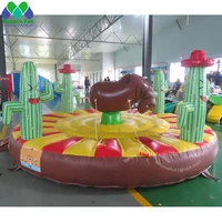 Hot Sales Inflatable Rodeo Bull Inflatable Manual Bull Riding Game Inflatable Bungee Bull With Circular Mattress For Kids 2