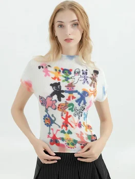 تي شيرت نسائي Harajuku كوري Y2k جرافيك مطبوع بأكمام قصيرة تي شيرت علوي ملابس عصرية عتيقة ملابس الشارع الشهير تي شيرت صيفي برقبة دائرية 2