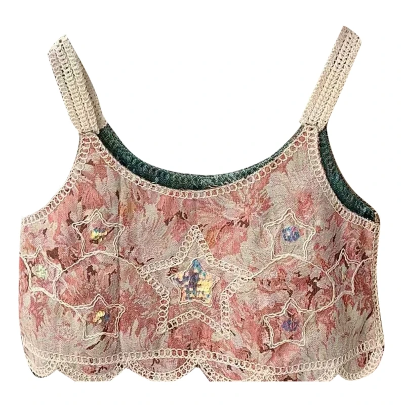 

Женская вязаная крючком свободная укороченная майка без рукавов с вышивкой и цветочным пляжным камзолом