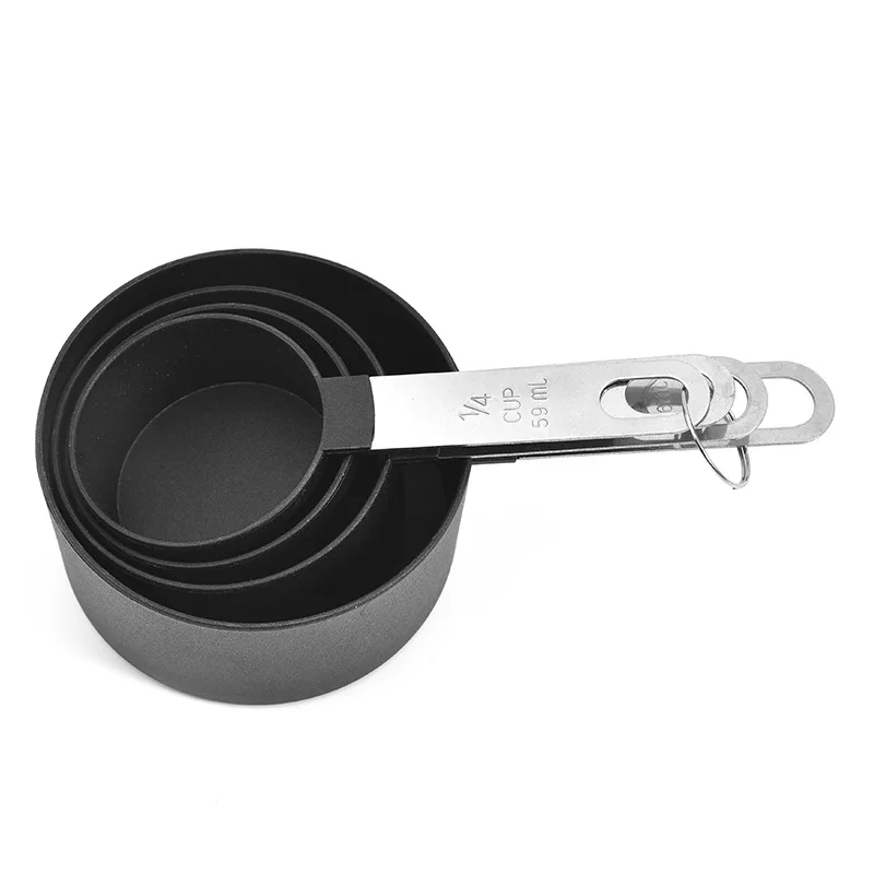 

4pcs Measuring Cup Spoons Baking Kitchen Measuring Cup Measuring Spoon Measuring tool Round Set Stainless Steel