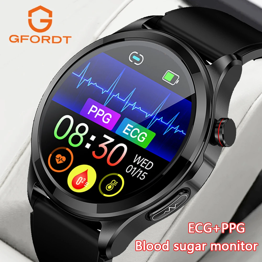 

GFORDT NEW Blood Glucose Smart Watch Bluetooth Call Men Women ECG PPG Blood Pressure Health Monitor Fitness Tracker Smartwatch