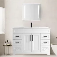 48” Bathroom Vanity with Ceramic Sink Combo, White Bathroom Cabinet with Soft Closing Doors & Drawers,Bathroom Storage Cabinet 1