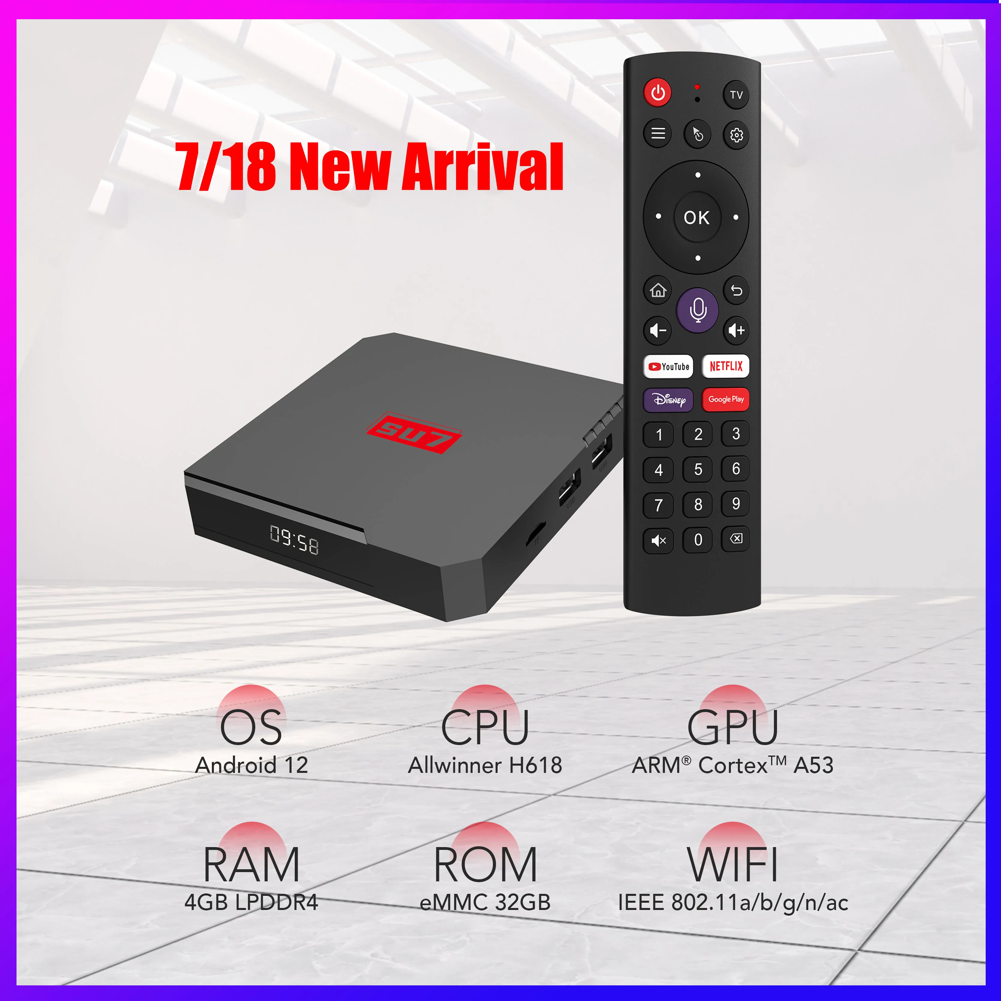 Genuine]SU7 tvbox 2025 4G32G 8k android 12 in Korea US UK