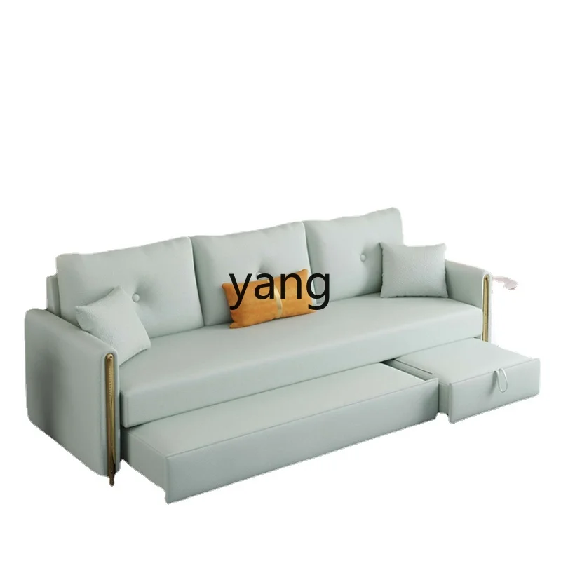 

Yjq Leather Sofa Bed Foldable Dual-Use Multi-Functional Small Apartment Pull-out Double Living Room Faux Leather