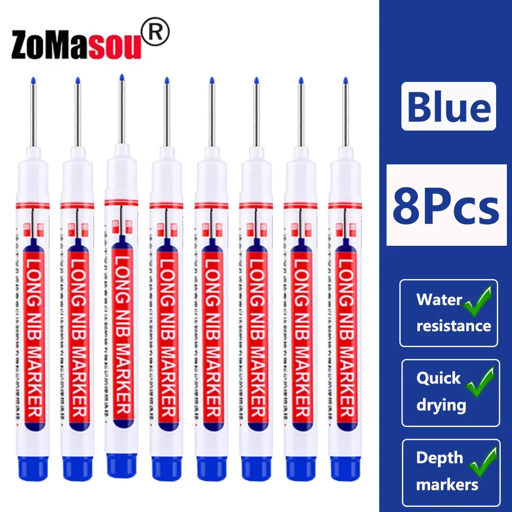 Waterproof Deep Hole Markers - Multi-Color Ink for Woodworking and Metal Carpentry