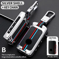 Premium Metallic Car Key Case Cover with 4-Button Design (Silver- 3 buttons)