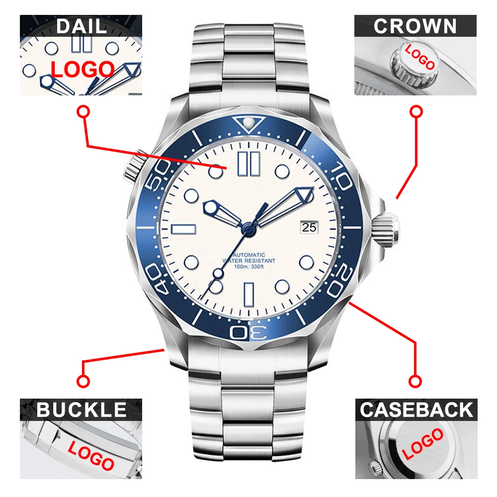CORGEUT 41MM Men's Watch High-end Business Casual Automatic Mechanical Watch Sapphire Glass Luminous Waterproof Custom logo