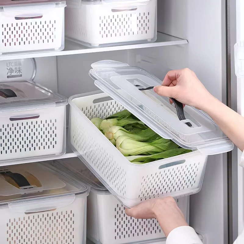 Refrigerator Storage Box 4/6 Grid Food Vegetable Fruit Storage Box Fridge  Organizer Drain Basket Meat Onion Ginger Clear Crisper - AliExpress