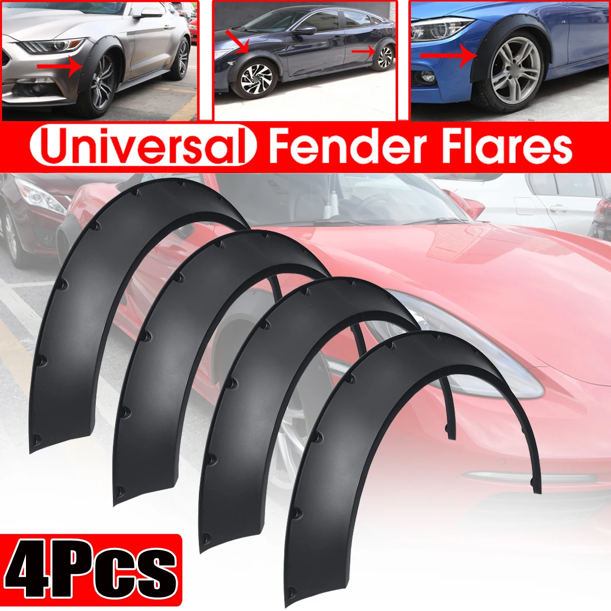 

4Pcs Universal Flexible Car Fender Flares Extra Wide Body Wheel Arches