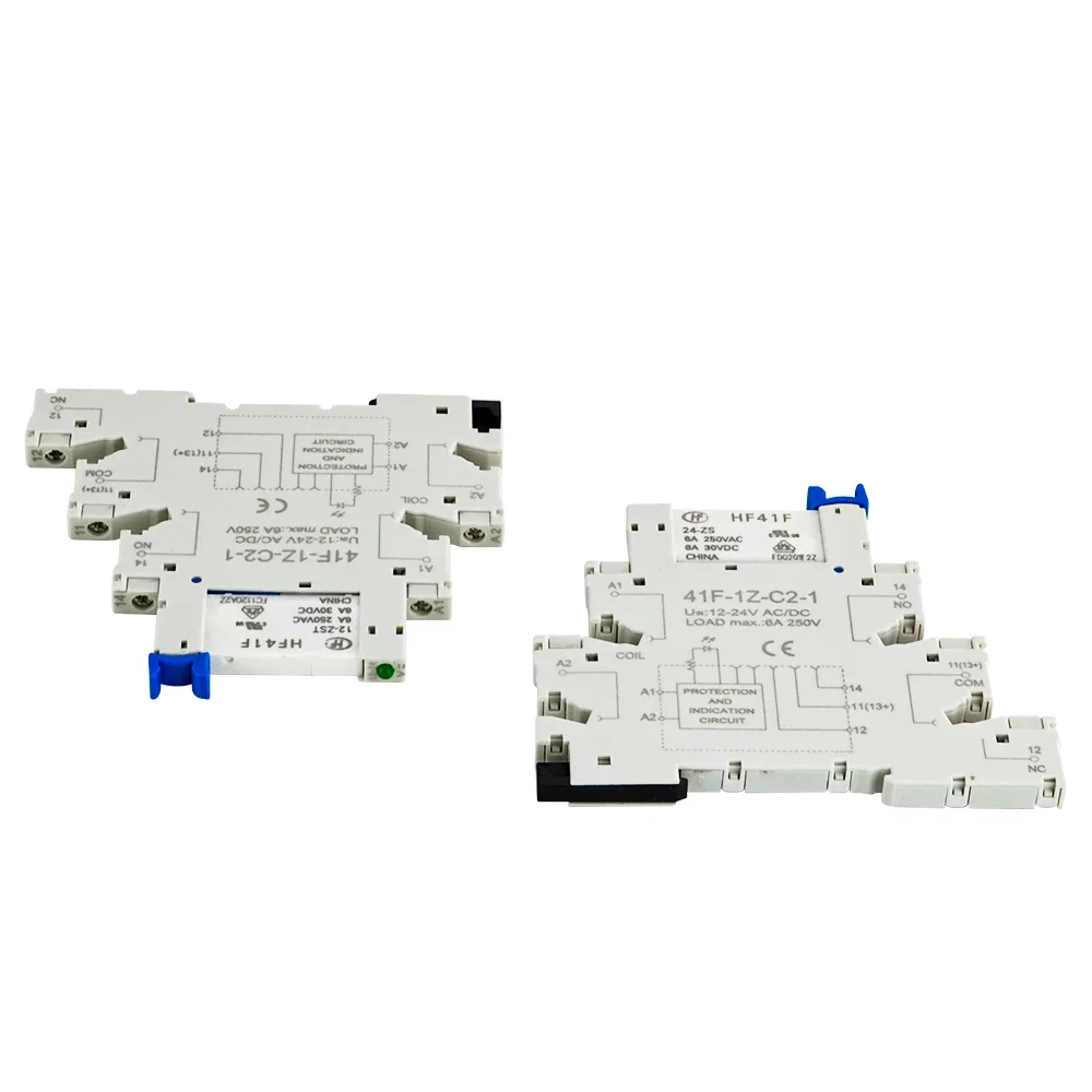 5Pcs Din Rail Slim Relay 6.2mm Module Connector HF 41F Screw Connection Holder With Miniature Power Relay Terminal Block WSL-HF