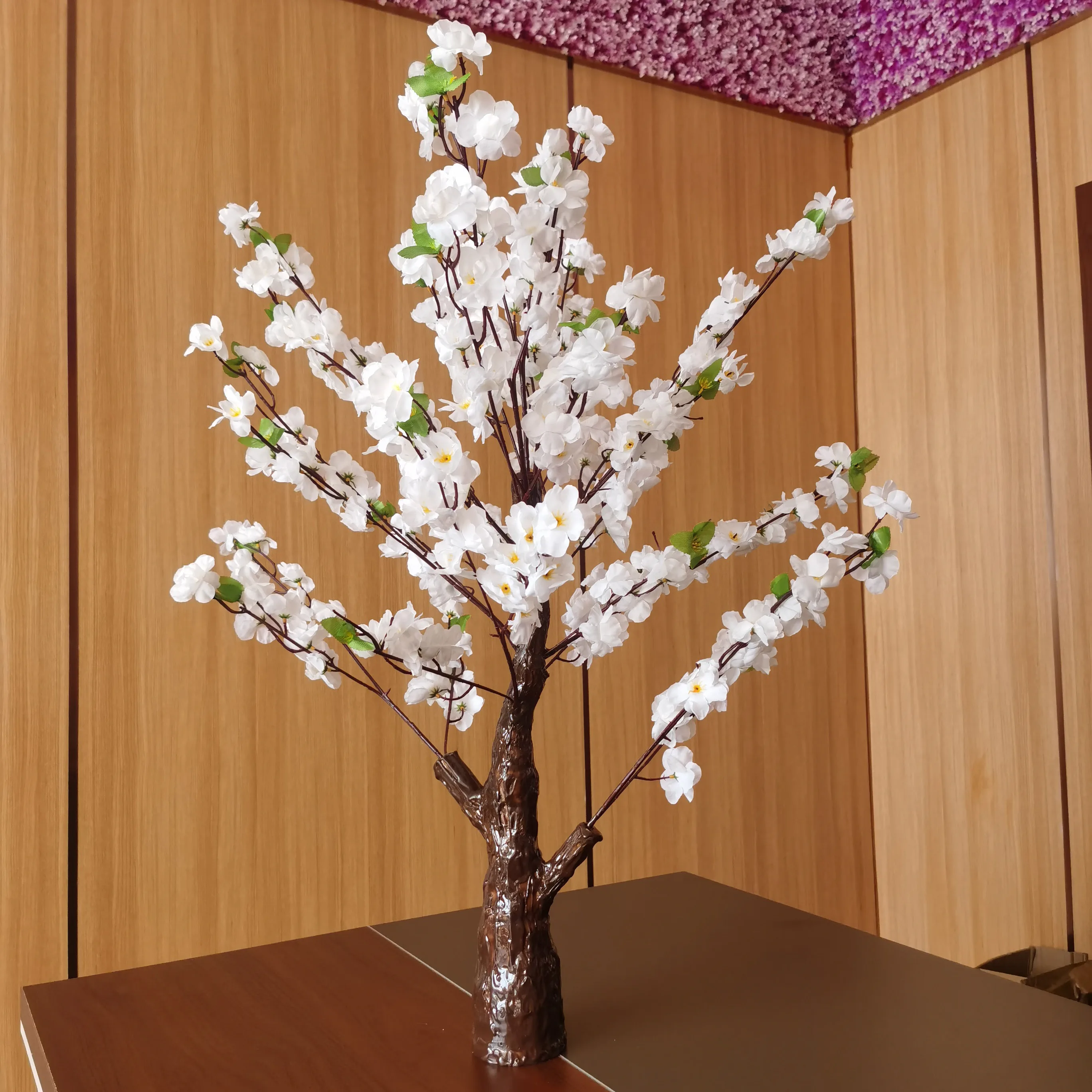 עץ שולחן מלאכותי לבן עץ בן תמותה חתונה שולחן פרח עץ