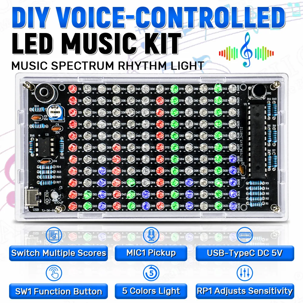 ชุดฝึกบัดกรีอิเล็กทรอนิกส์ LED ควบคุมเสียง