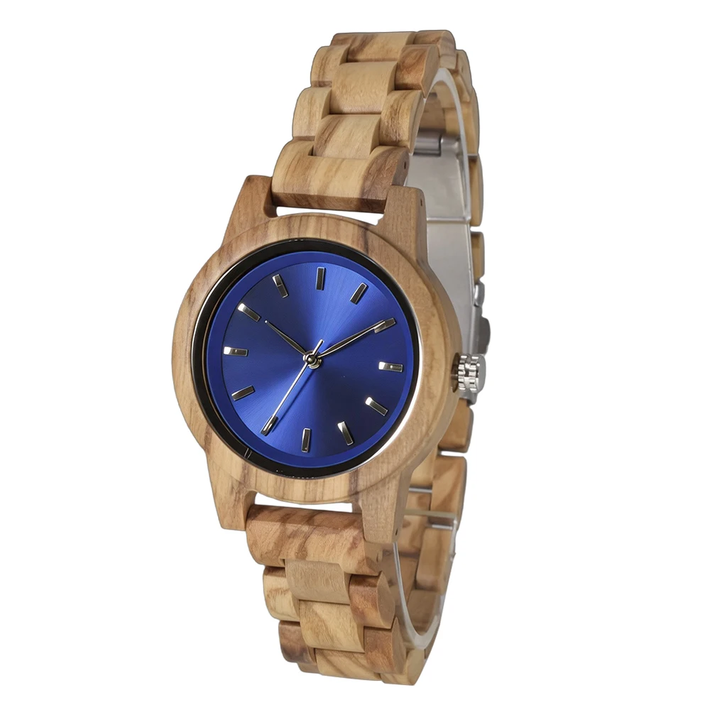 Women's Classic Minimalist Wood Strap Analog Wristwatch