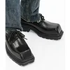 Men's Square Toe Leather Derby Shoes Women's Thick Sole Big Toe British Retro Lace Up Casual Leather Shoes for Gentlemen 6