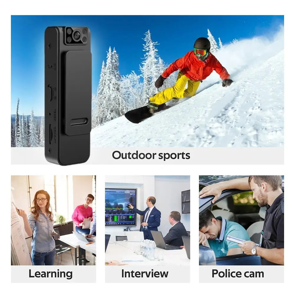 Wireless WiFi Portable Camera With Clip, Full 1080P Video Body Recorder Camera Security HD Record Meeting E5V7