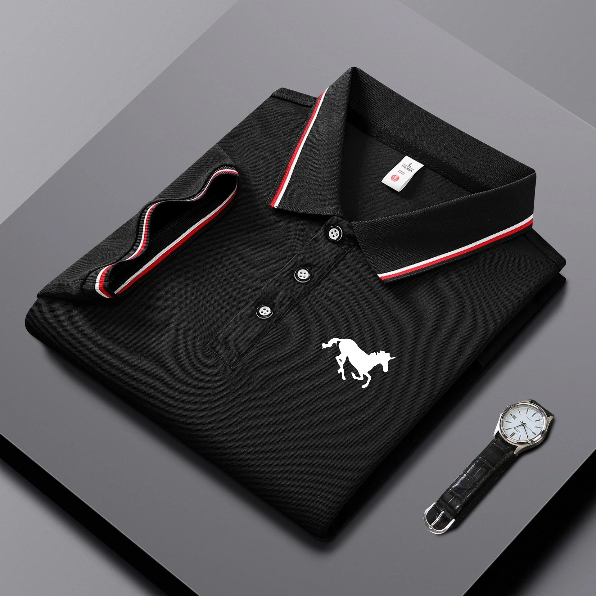 Embroidered Men's Polo Shirt, Summer Trend Short Sleeved Top of the Line Business Casual Comfortable Breathable Polo Shirt 19 S973b85a17806417a898a5cae33ef7500h