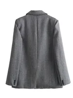 Willshela Women Fashion With Pockets Striped Single Breasted Blazer Vintage Notched Neck Long Sleeves Female Chic Lady Outfits 2