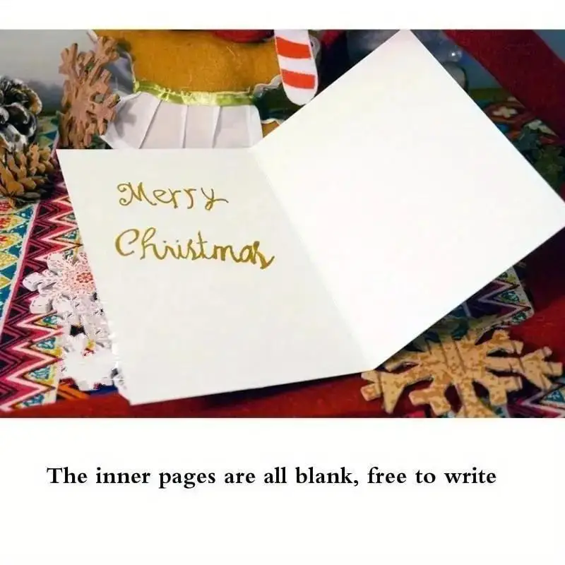 Christmas Exquisite Greeting Card Cartoon Three-Dimensional Elk Hair Ball Nose Postcard Gift Party Supplies Festival Party Cards